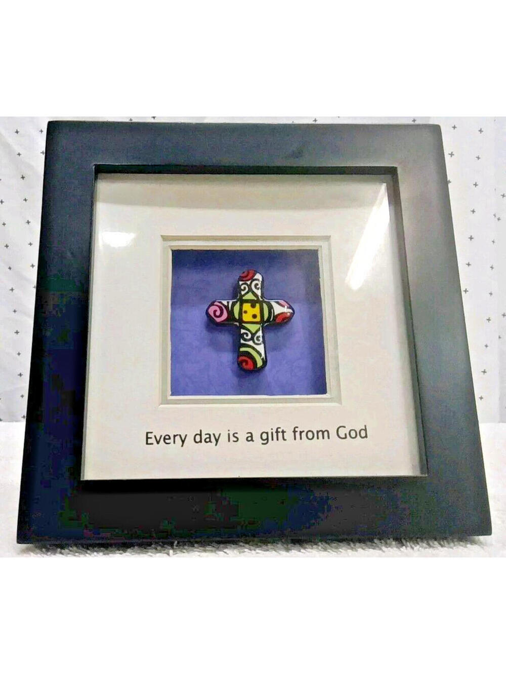 "Everyday Is A Gift From God" Ganz Multicolor Cross 6×6 Plq/Framed Abstract Art